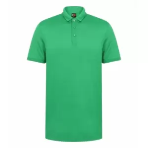 image of Finden & Hales Adults Unisex Contrast Panel Pique Polo Shirt (S) (Kelly Green/White)