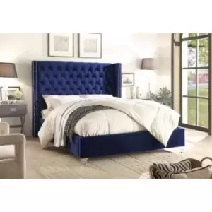 image of Adriana Upholstered Beds - Plush Velvet, Small Double Size Frame, Blue - Blue