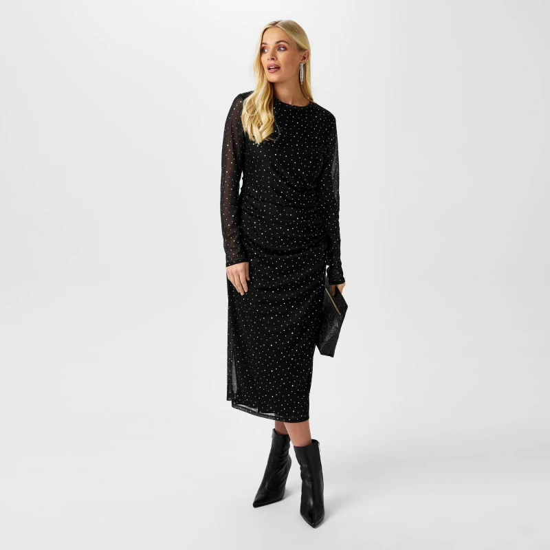 Image of Biba Biba Sequin Mesh Dress - Black 8