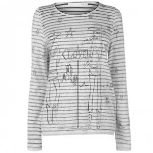 image of Oui Oui Striped Jumper Ladies - 0909 Grey