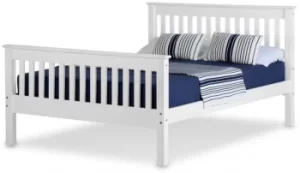 Image of Seconique Monaco 4ft Small Double White Wooden Bed Frame High Footend
