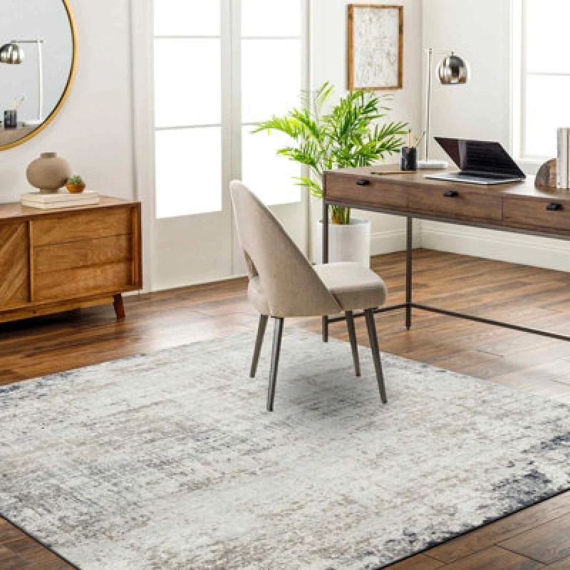 Image of Livabliss Square Abstract Modern Marble Blue/ivory Alix Area Rug 200 X 200 Cm - Easy Care, Non Shedding, Ideal For Living Room & Bedroom