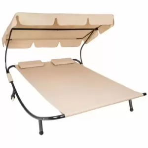 image of Tectake Sun Lounger Double Cream