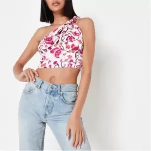 Missguided One Shoulder Twist Strap Corset Top - Multi