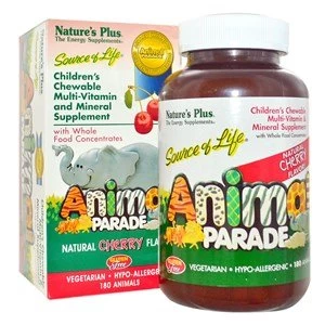 Image of Natures Plus Source of Life Animal Parade Cherry Flavor Chewables 180 Tabs