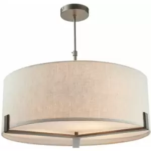 image of Loops - Ceiling Pendant Light Brushed Bronze Plate & Natural Linen 3 x 40W E27