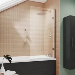 Image of Nuie Pacific Chrome Square Hinged Bath Screen 1520mm H x 830mm W - 8mm Glass