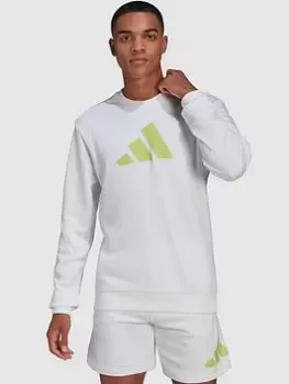 Image of Adidas Future Icons Sweat, White/Lime Size M Men