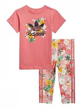 Image of adidas Originals Girls Infant T-Shirt Dress Set - Pink/Multi, Size 6-9 Months, Women