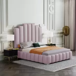 Image of Leisa Bed King Plush Velvet Pink