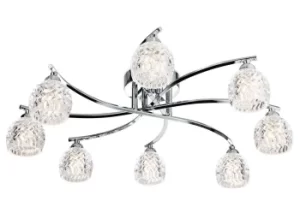 Image of Maple 8 Light Flush Light Chrome, Moulded Clear Glass, G9