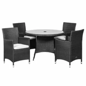 image of Royalcraft Cannes 4 Seater Round Dining Set - Black