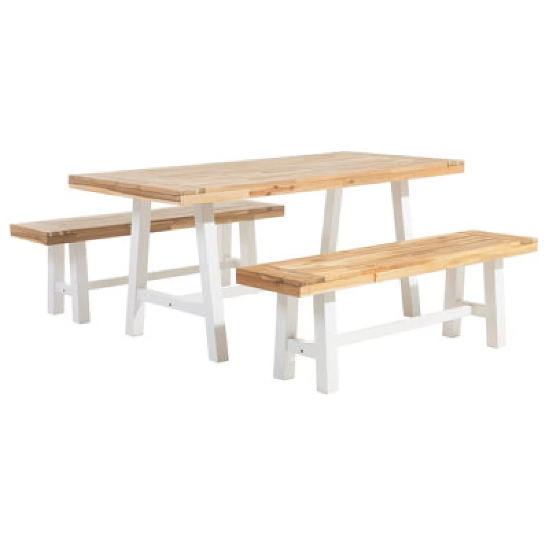 Image of Beliani Garden Dining Set 6 Seater Scania Acacia Wood White