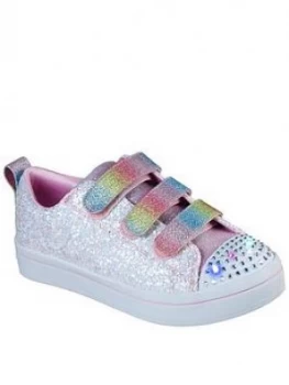 image of Skechers Girls Twi-Lites Glitter Glitz Trainer - White