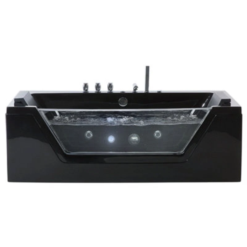 Image of Beliani Whirlpool Bath With LED 1620 mm Black Samana