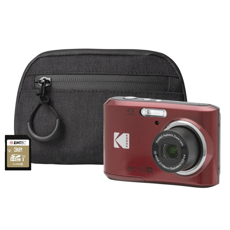 Image of Kodak PIXPRO FZ45 16MP 4x Zoom Compact Camera - Red - Camera + 32GB SD