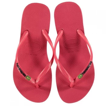 image of Havaianas Brazil Logo Flip Flops - Flamingo