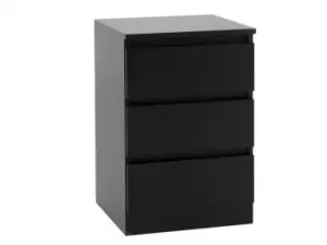 Image of Seconique Malvern Black 3 Drawer Bedside Table
