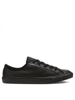 Image of Converse Chuck Taylor All Star Leather Dainty Ox Plimsolls - Black, Size 3, Women