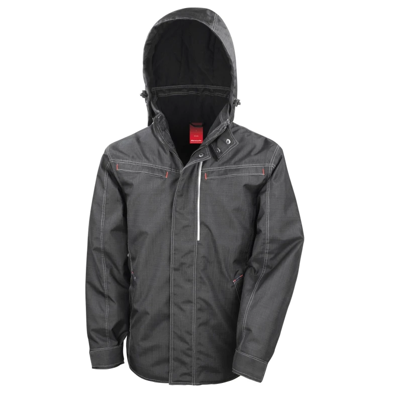 Image of Result Result Men Textured Denim Jacket in Black Size: X-Small Black XS Male 5063425101085