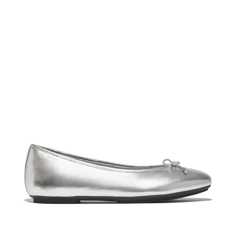 Image of Fitflop Womens Bow Metallic Ballet Pumps Silver female 5 (38)
