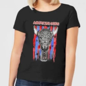 Image of American Gods Skull Flag Womens T-Shirt - Black