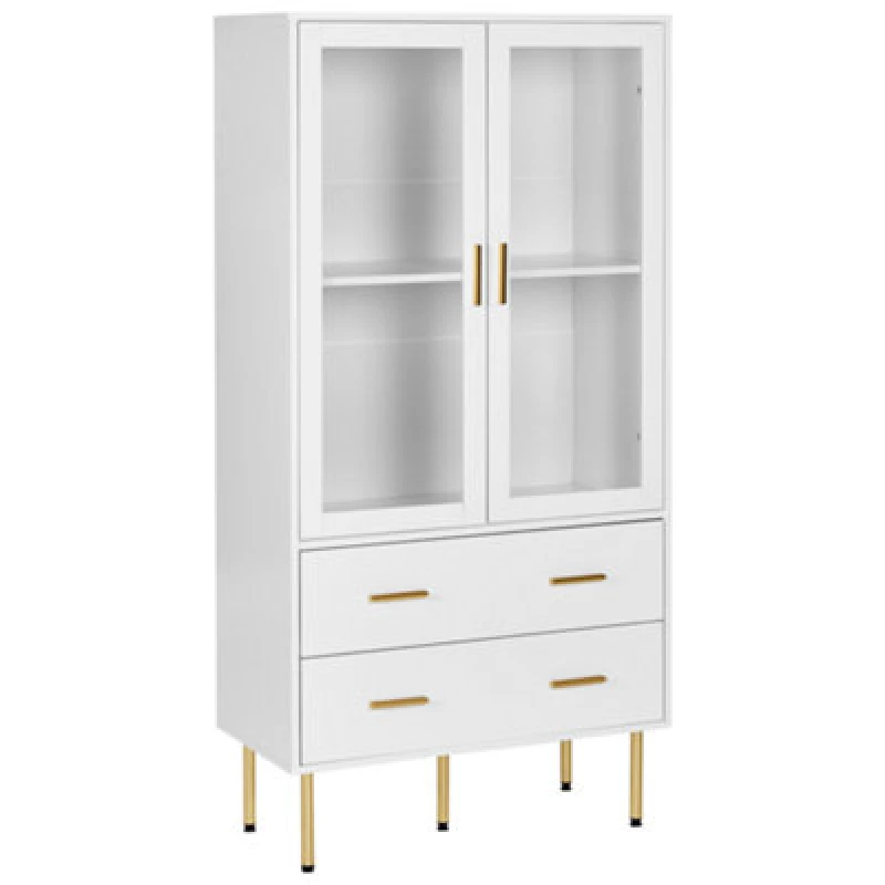 Image of Beliani Glass Display Cabinet Milora 80 Cm White