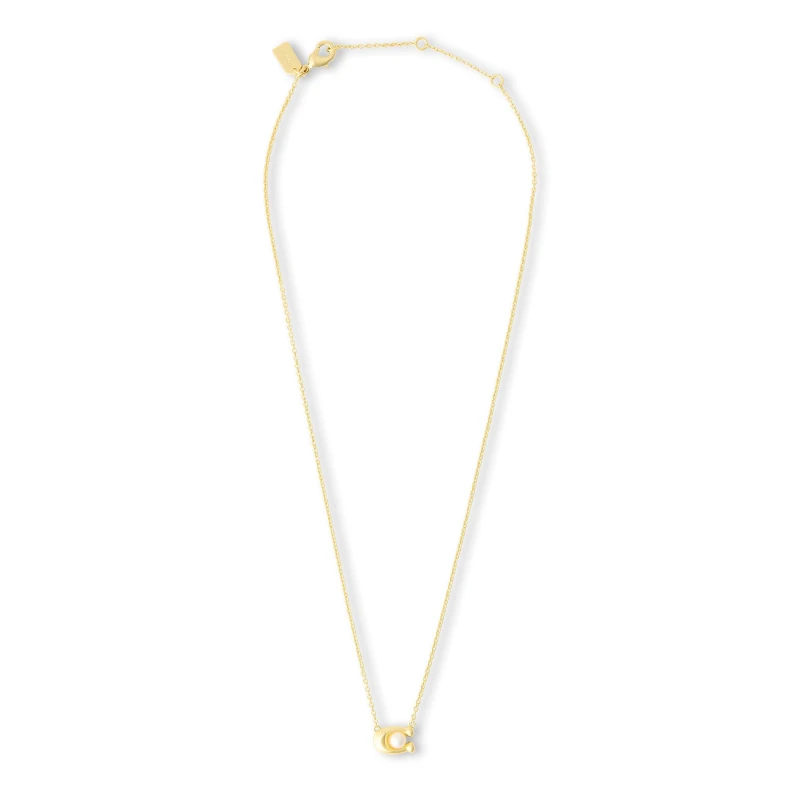 Image of Coach Pearl Signature Gold-Tone Pendant Necklace female 37341916GLD100
