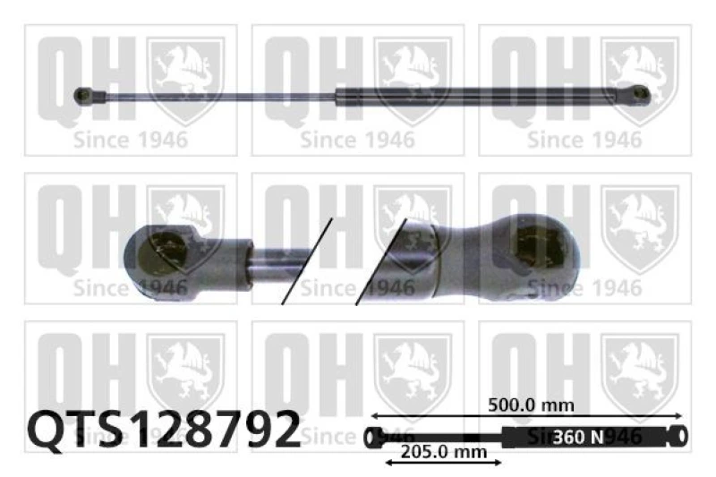 Image of QUINTON HAZELL Tailgate strut QUINTON HAZELL QTS128792