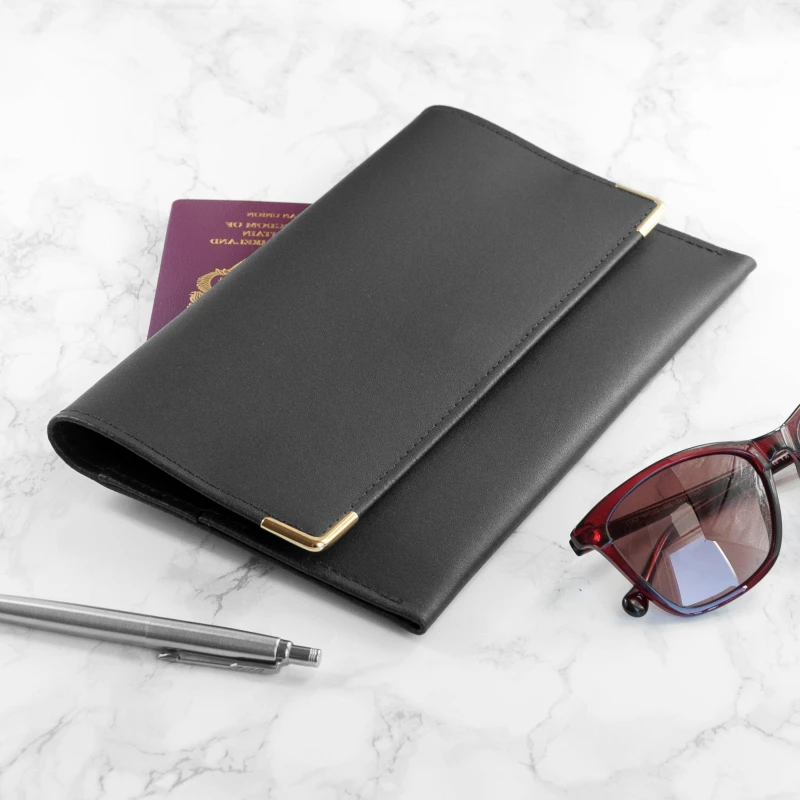 Image of Treat Republic Luxury Leather Travel Organiser - Navy Wallets Standard Black 38372503000