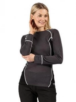 image of Regatta Beru Long Sleeved Base Layer - Grey/Black, Size 10, Women