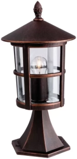 image of Stratford 1 Light Outdoor Lantern Pillar Bronze IP44, E27