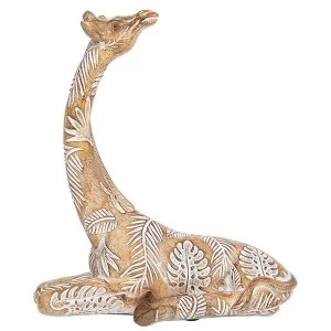 Image of Carved Lying Giraffe Small Ornament