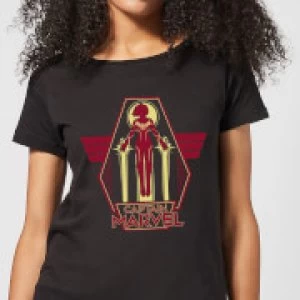 Image of Captain Marvel Flying Warrior Womens T-Shirt - Black - 3XL