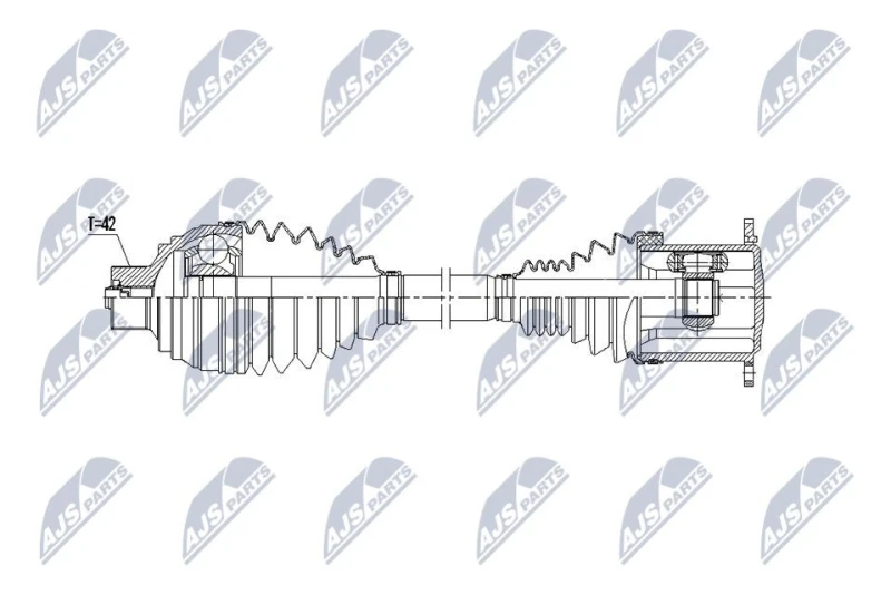 Image of NTY NPW-AU-086 Drive shaft CVT automatic transmission (stepless), Front Axle Right Drive Shaft (13)