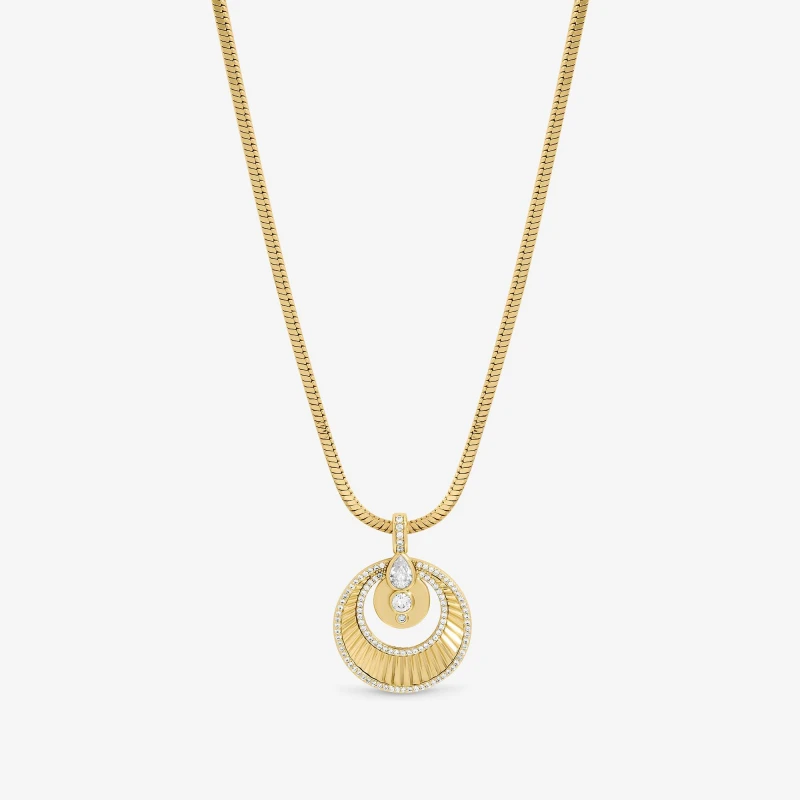 Image of Inicio Two Tone Crystal Disk Pendant - Gift Pouch Pendant Necklaces One Size Silver 41113711000
