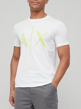 Image of Armani Exchange Neon Rubber Logo T-Shirt White Size L Men
