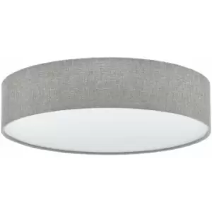 image of Loops - Flush Ceiling Light Colour White Shade Grey White Fabric Linen Bulb E27 3x60W