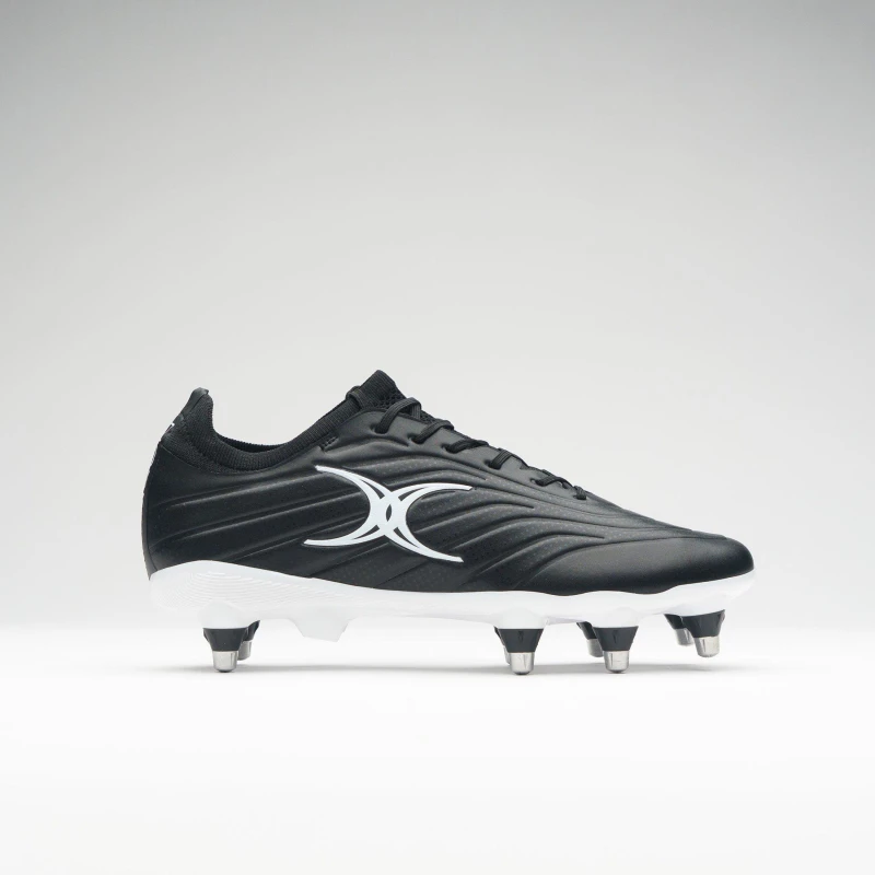 Image of Gilbert Icon Power 8 Adults Soft Ground Rugby Boots Black unisex 8 (42)