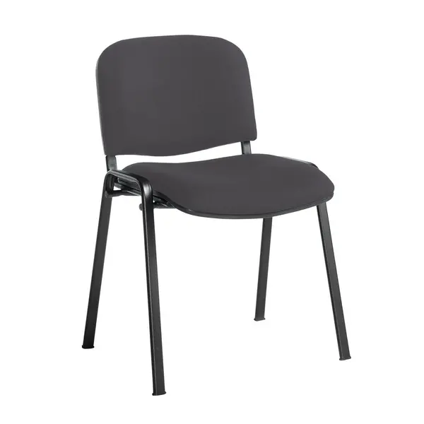 Image of Taurus Stackable Waiting Room Chair with No Arms - Black Frame - Blizzard Grey