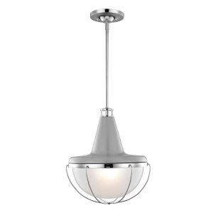 Image of 1 Light Ceiling Pendant Polished Nickel, Grey, E27