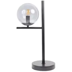 image of Minisun - Metal Table Lamp Black Smoked Glass Globe Lampshade - No Bulb