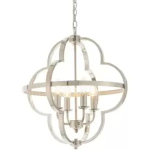 image of Endon - Barton 4 Light Multi Arm Lamp Ceiling Pendant Bright Nickel