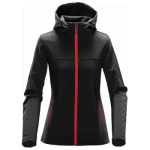 image of Stormtech Womens/Ladies Orbiter Hooded Soft Shell Jacket (M) (Black/Bright Red)