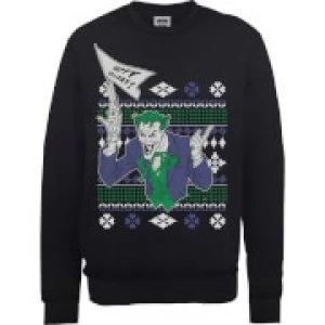 Image of DC Batman Happy Holiday The Joker Black Christmas Sweatshirt - L - Black