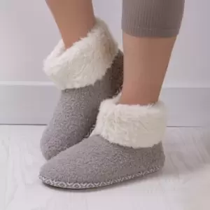 Image of totes Isotoner Bobble Ladies Slipper Boots Grey