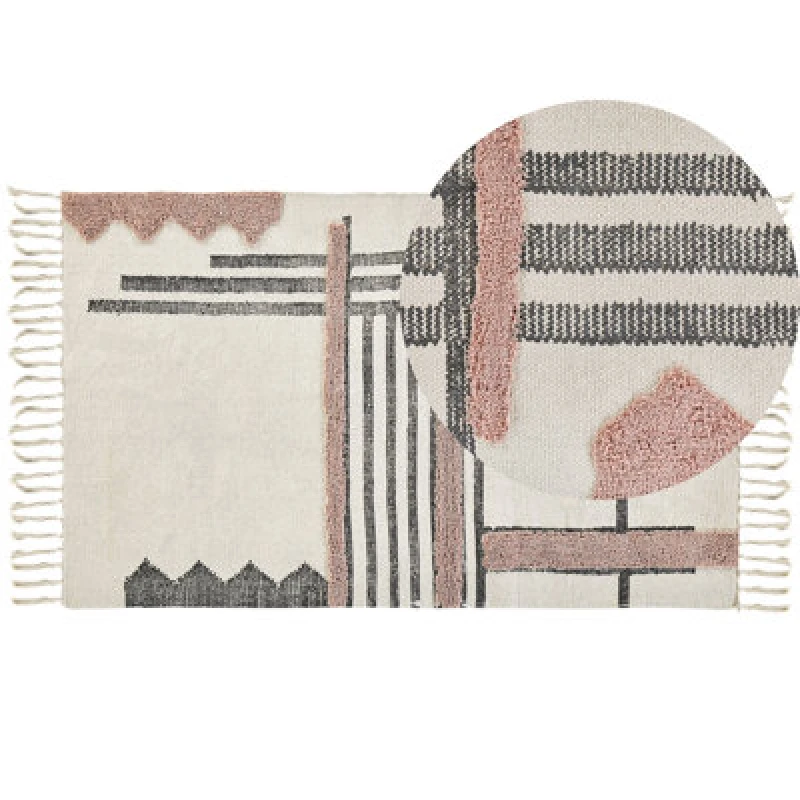 Image of Beliani Rug Muradiye Beige 80 X 150 Cm Cotton
