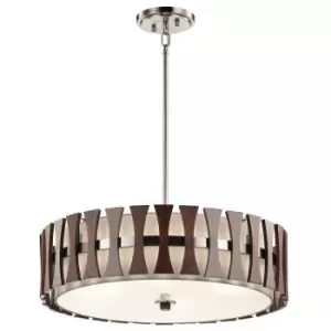Image of 4 Bulb Ceiling Pendant Light Fitting Auburn Stained Wood LED E27 100W Bulb
