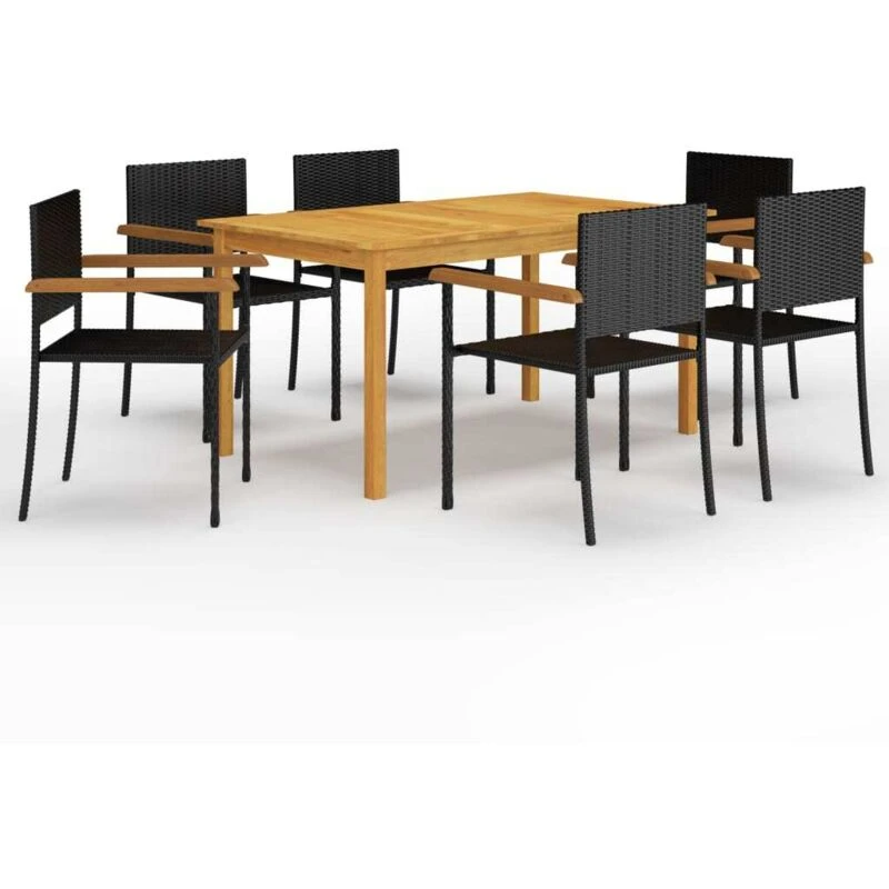 Image of VIDAXL 7 Piece Garden Dining Set Black vidaXL 8720286338469