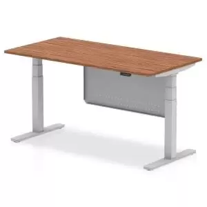 image of Air 1600 x 800mm Height Adjustable Desk Walnut Top Silver Leg With